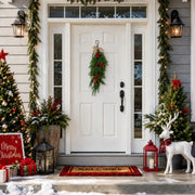 Red Bow Christmas Window Swag Set