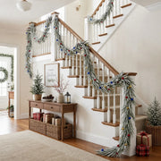 Christmas Mantel Garland with Red Berry Swags