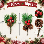 Red Berry Christmas Gift Bow Decoration Set – 20 Pcs