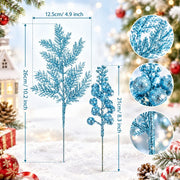20-Piece Glitter Christmas Branch Stem Collection