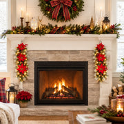 Pre-Lit Snow-Covered Christmas Hanging Arrangements – Set of 2