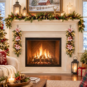 Pre-Lit Snow-Covered Christmas Hanging Arrangements – Set of 2
