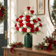 27-Piece Red and White Rose Artificial Floral Set