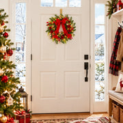 Red Poinsettia Christmas Door Wreath
