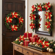 12-Piece Velvet Poinsettia Ornament Collection