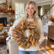 Fall Corn Husk Leaf Wreath Collection