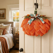 Orange Pumpkin Fall Door Wreath