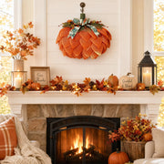 Orange Pumpkin Fall Door Wreath