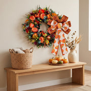 Pumpkin Peony Eucalyptus Fall Wreath – 17.7in