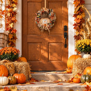 17.7-Inch Scarecrow Sunflower Fall Door Wreath