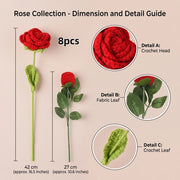 Knitted Artificial Rose Bouquet with Ring Box – 9 Pcs