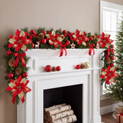 Glitter Poinsettia and Ball Ornament Set – 34 Pcs (Multicolor)