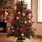 Glitter Berry Stem Ornament Set – 55 Pcs (Gold)