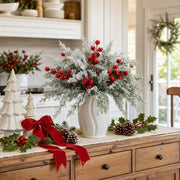 Snowy Pine and Red Berry Picks – 40 Pcs