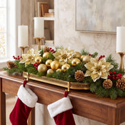 Glitter Poinsettia and Ball Ornament Set – 34 Pcs (Gold)