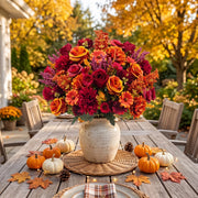 Fall Chrysanthemum and Rose Bouquet – Set of 4
