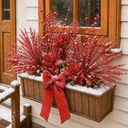 Red Glitter Branch Christmas Floral Arrangement – 12 Pcs
