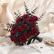 Burgundy Rose & Black Eucalyptus Halloween Floral Set