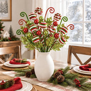 8-Piece Red and White Candy Christmas Floral Spray Set