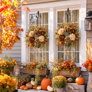 17.7-Inch Hydrangea and Pumpkin Fall Door Wreath