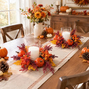 Fall Pumpkin Maple Leaf Candle Rings – Set of 4