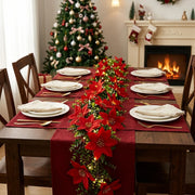 Red Poinsettia Christmas Garland Collection – 4 Pcs