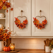 2-Piece Heart-Shaped Maple Leaf Fall Wreath Set