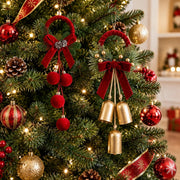2-Piece Velvet Bow Christmas Hanging Wreath Set