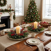 2-Piece 13.8-Inch Christmas Candle Wreath Set
