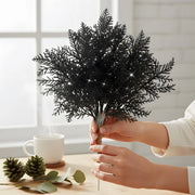 Black Glitter Fern Picks – 10 Pcs, 26 cm