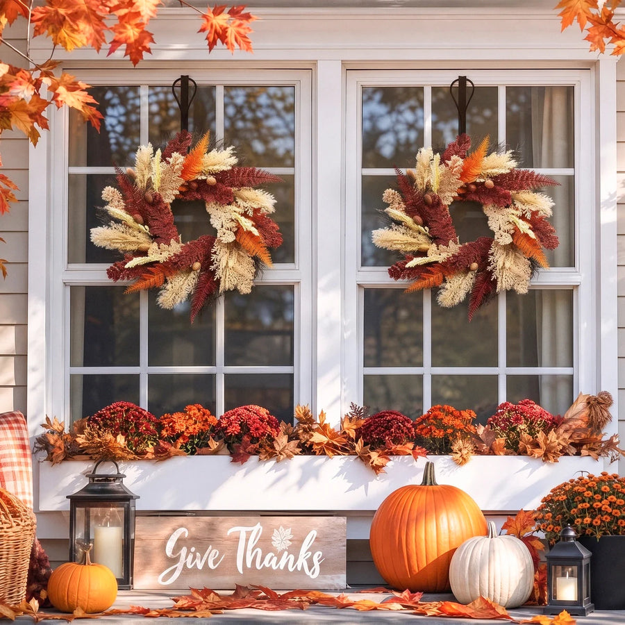Pampas Leaf and Pepper Berry Fall Door Wreath