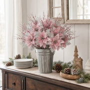 Pink Poinsettia Christmas Floral Arrangement – 50 Pcs