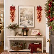 Red Berry Christmas Fireplace Hanging Swag Set – 2 Pcs