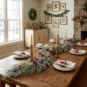 Christmas Mantel Garland with Red Berry Swags
