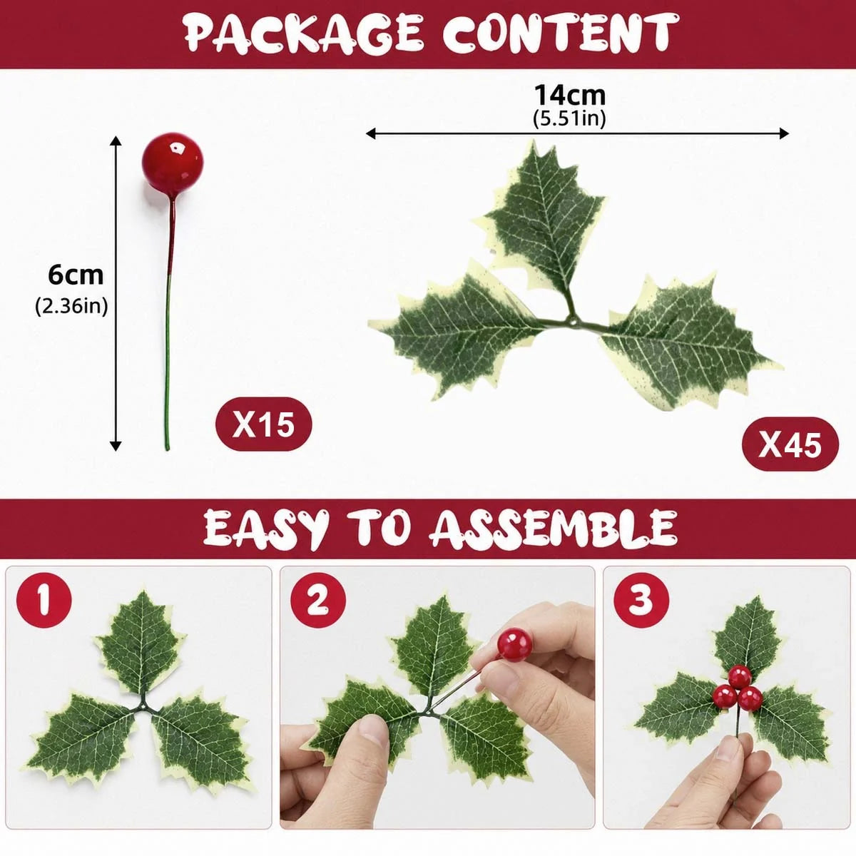 60-Piece Holly Leaf Christmas Wreath Craft Kit