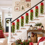 4-Piece Red Berry Bow Pendant Garland Set