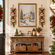 Pre-Lit Snow-Covered Christmas Hanging Arrangements – Set of 2