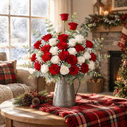 27-Piece Red and White Rose Artificial Floral Set