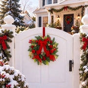 Red Poinsettia Christmas Door Wreath