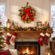 Red Poinsettia Christmas Door Wreath