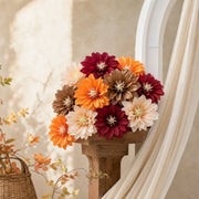 12-Piece Mini Orange Faux Flower Head Set