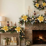 12-Piece Velvet Poinsettia Ornament Collection