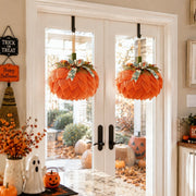 Orange Pumpkin Fall Door Wreath