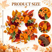 Maple Leaf Pumpkin Hydrangea Fall Wreath – 18in