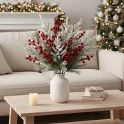 Christmas Poinsettia and Red Berry Stem Set – 35 Pcs