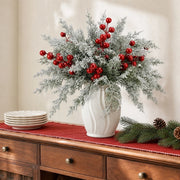 Snowy Pine and Red Berry Picks – 40 Pcs