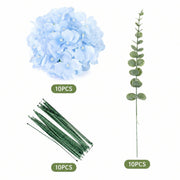 Blue Hydrangea & Eucalyptus DIY Floral Set