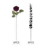 Burgundy Rose & Black Eucalyptus Halloween Floral Set