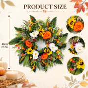15.7-Inch Peony and Eucalyptus Front Door Wreath