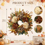 17.7-Inch Hydrangea and Pumpkin Fall Door Wreath